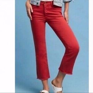 Anthropologie Pilcro and The Letterpress SCRIPT Coral Jeans Size 27‎